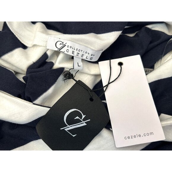 NWT Cezele Navy Blue White Striped Racer Back Cami Large Resortwear Nautical - Picture 3 of 4